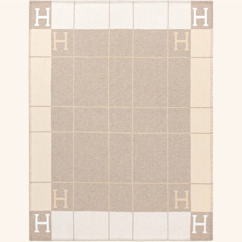 Hermes Avalon III Blanket Coco Camomile Wool and Cashmere Blend